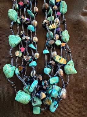 NWT  True Blue Necklace | Genuine Turquoise, Freshwater Pearls & Glass beads